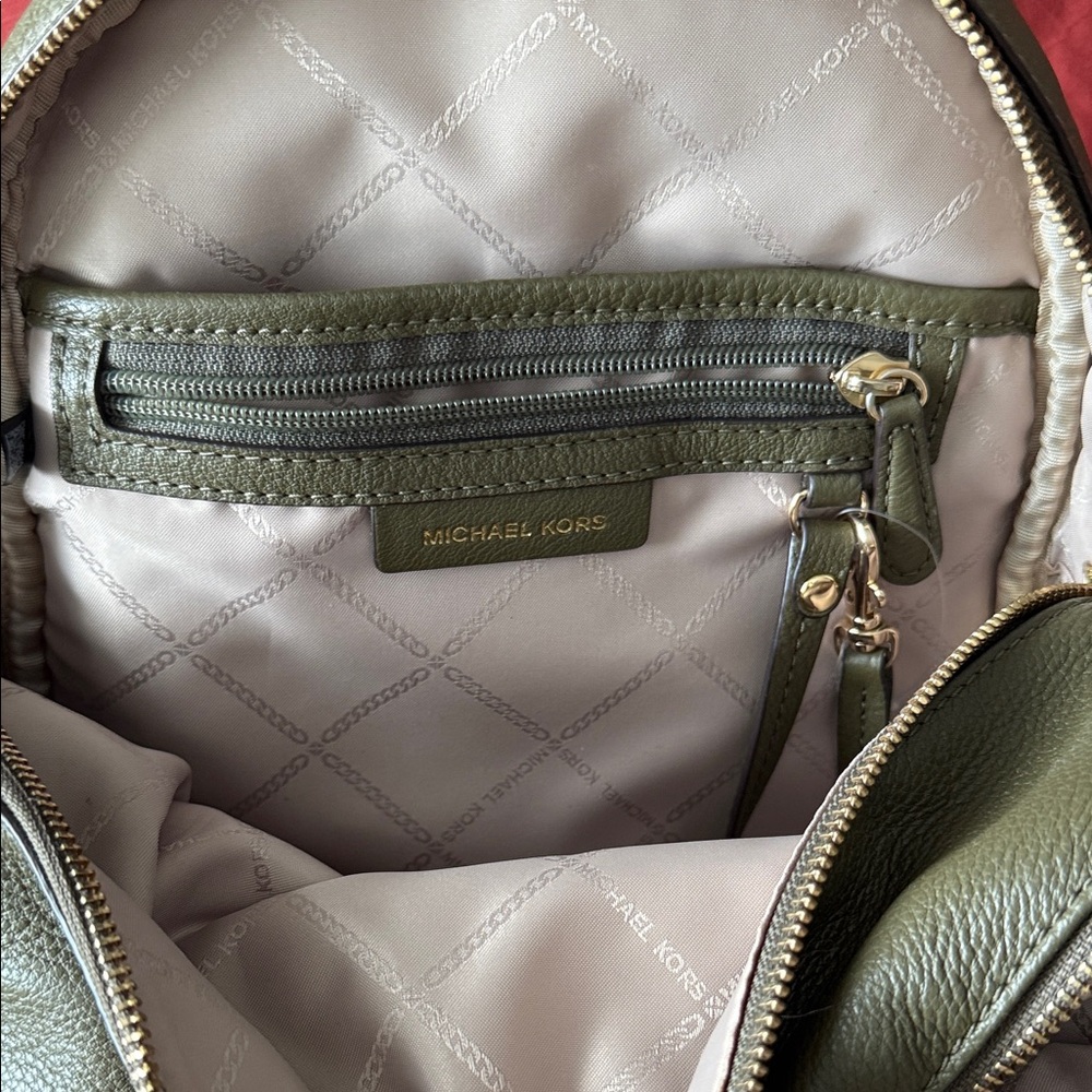 Michael Kors Olive Leather Backpack - Picture 2 of 4